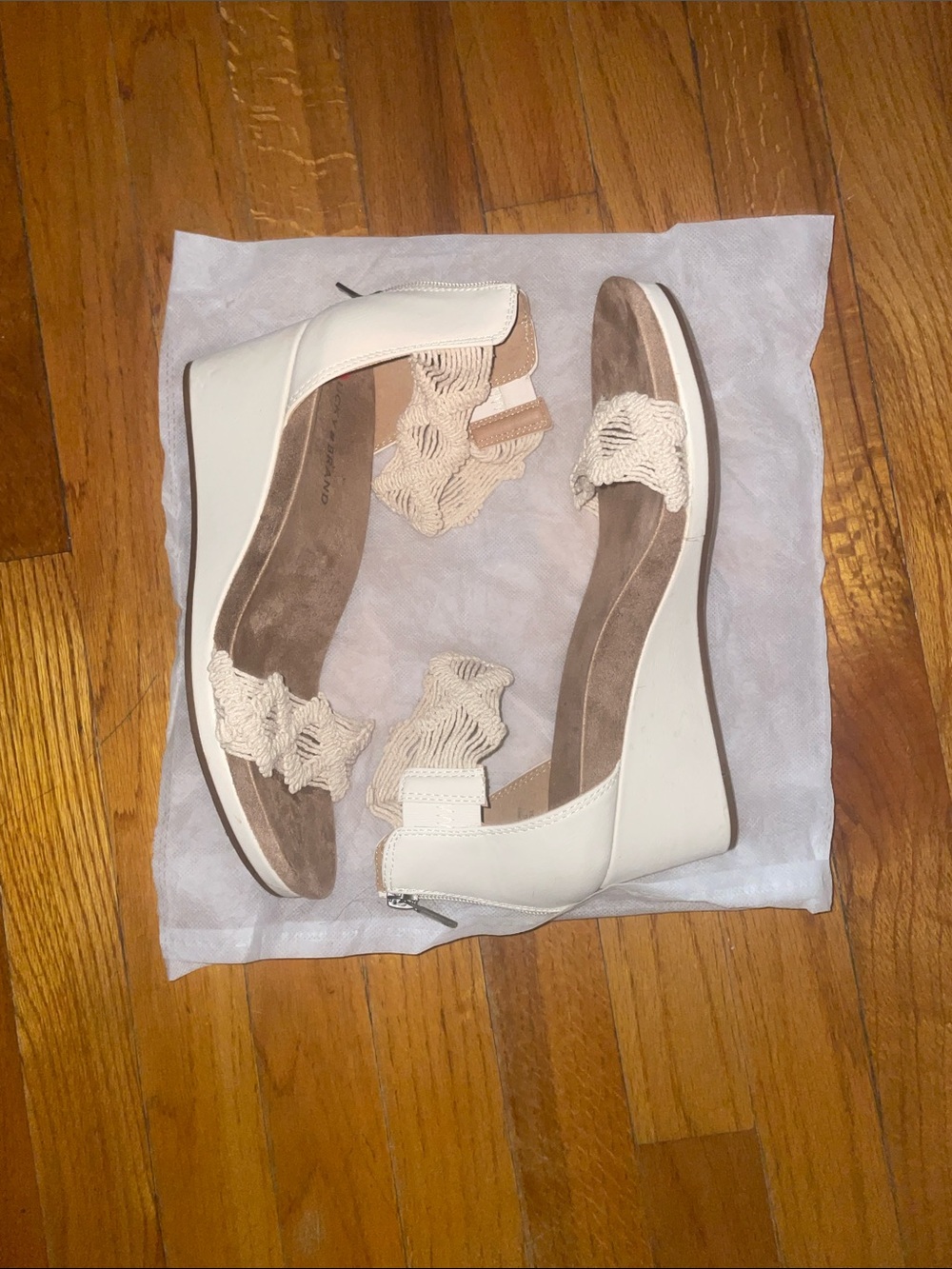 Lucky Brand Kaydyn Macrame Wedge Sandal White & Brown